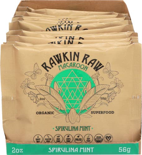Rawkin Raw - Vendita all'ingrosso Biscotti - Amaretto alla menta con Spirulina (1 confezione da 12 amaretti)3