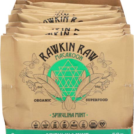 Rawkin Raw - Vendita all'ingrosso Biscotti - Amaretto alla menta con Spirulina (1 confezione da 12 amaretti)3