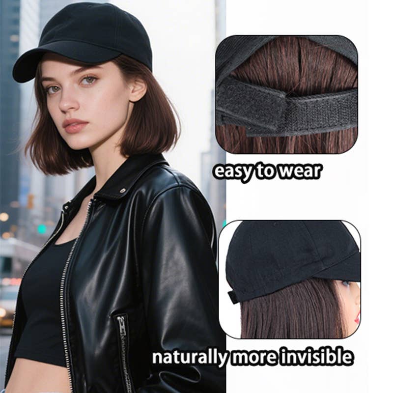 AK Brand - Vente Extensions de cheveux - Casquette de baseball avec extensions de cheveux courts et raides8