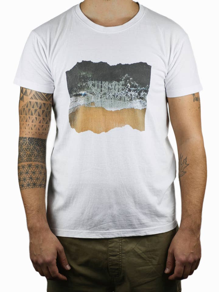 T-shirt de homem "Praia" por atacado de The Turtle Lab Shop