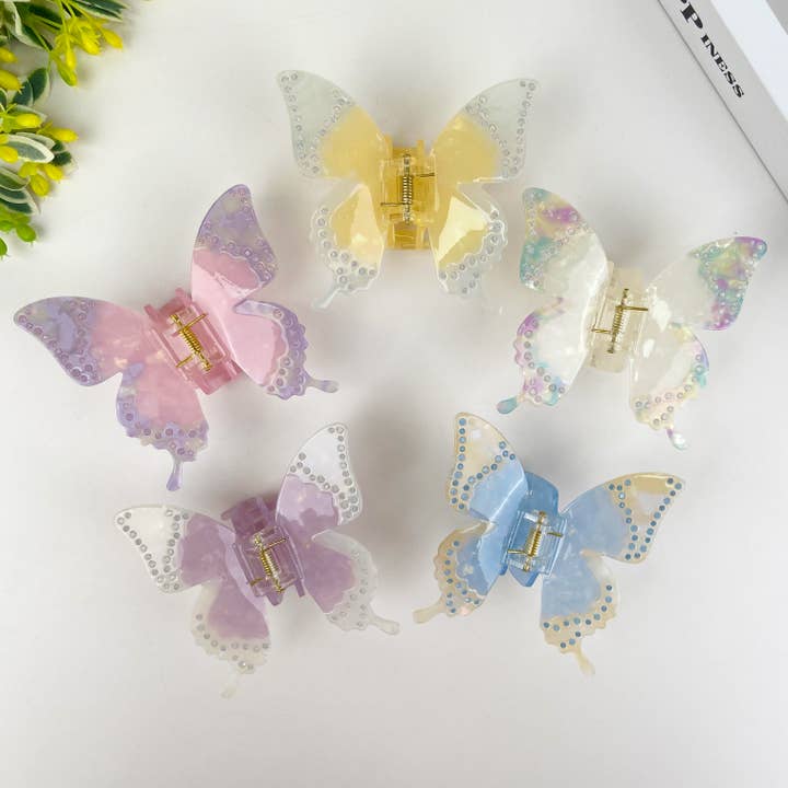 Pince à cheveux en forme de papillon et strass en acétate pour la vente par TheDivaSoap