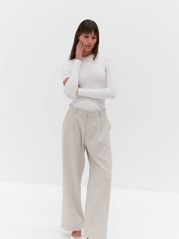 Body basico a costine - Bianco per la vendita all'ingrosso da parte di Style Addict