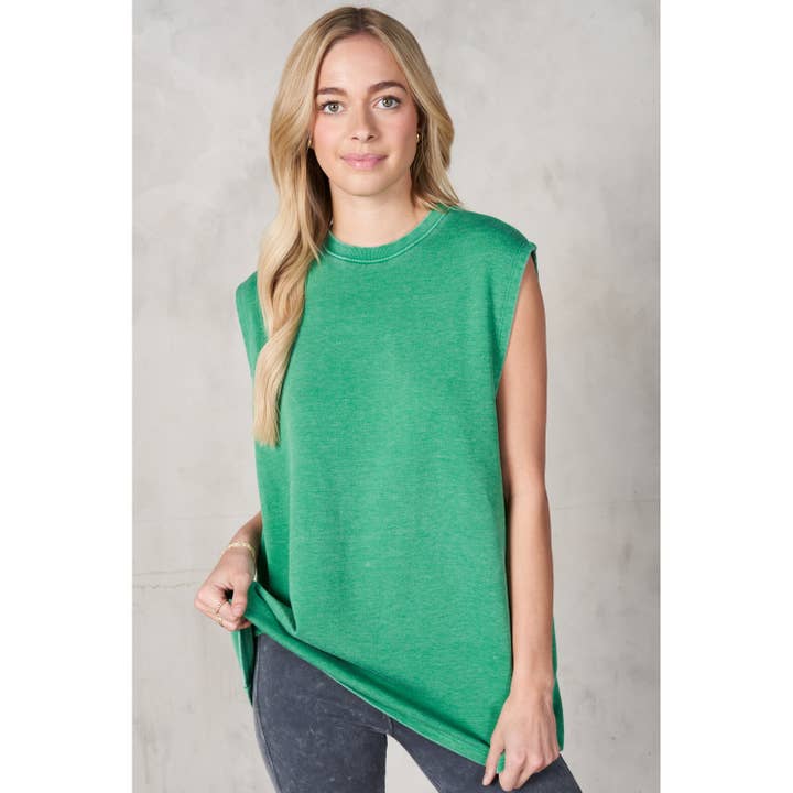 Burn Out Terry Crew Neck Muscle Tank Top for wholesale by lalamia