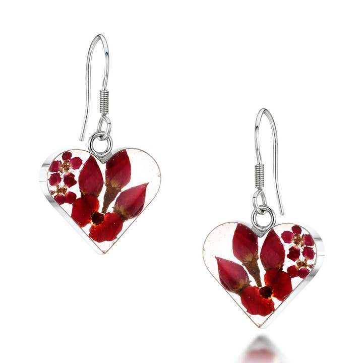Zilveren Oorbellen - Bohemia Klaproos/Roos - Middelgroot Hart. voor wholesale door Shrieking Violet