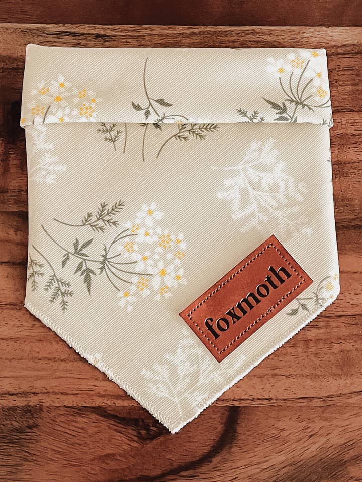 Neutral Oatmeal Floral | Snap-On Dog Bandana | Modern Boho for wholesale by FoxMoth