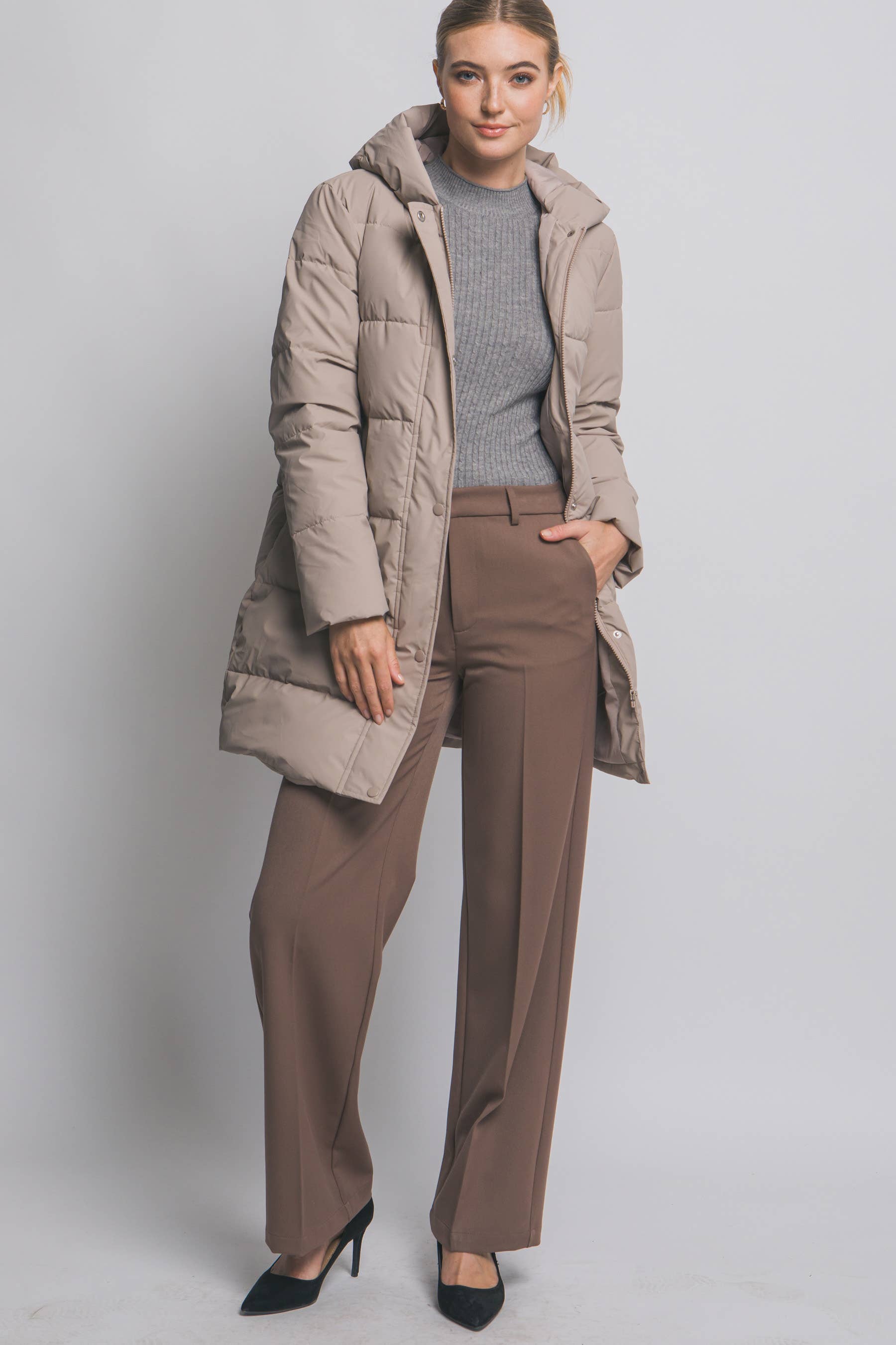 42POPS - Wholesale Outerwear Vest - Women's - ,...._ Hooded Long Quilted Puffer Coat9