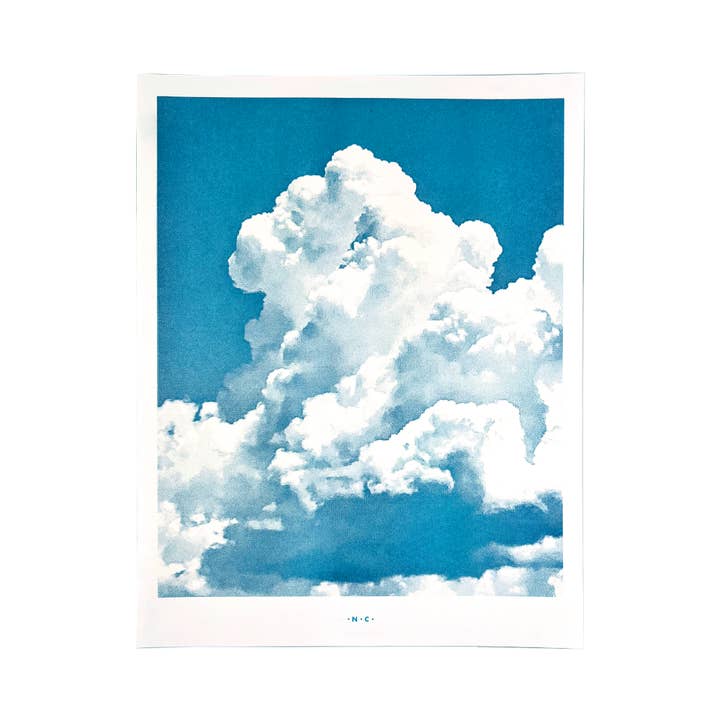 Southwest Clouds Cumulus Congestus - Art Risograph Print for wholesale by Next Chapter Studio