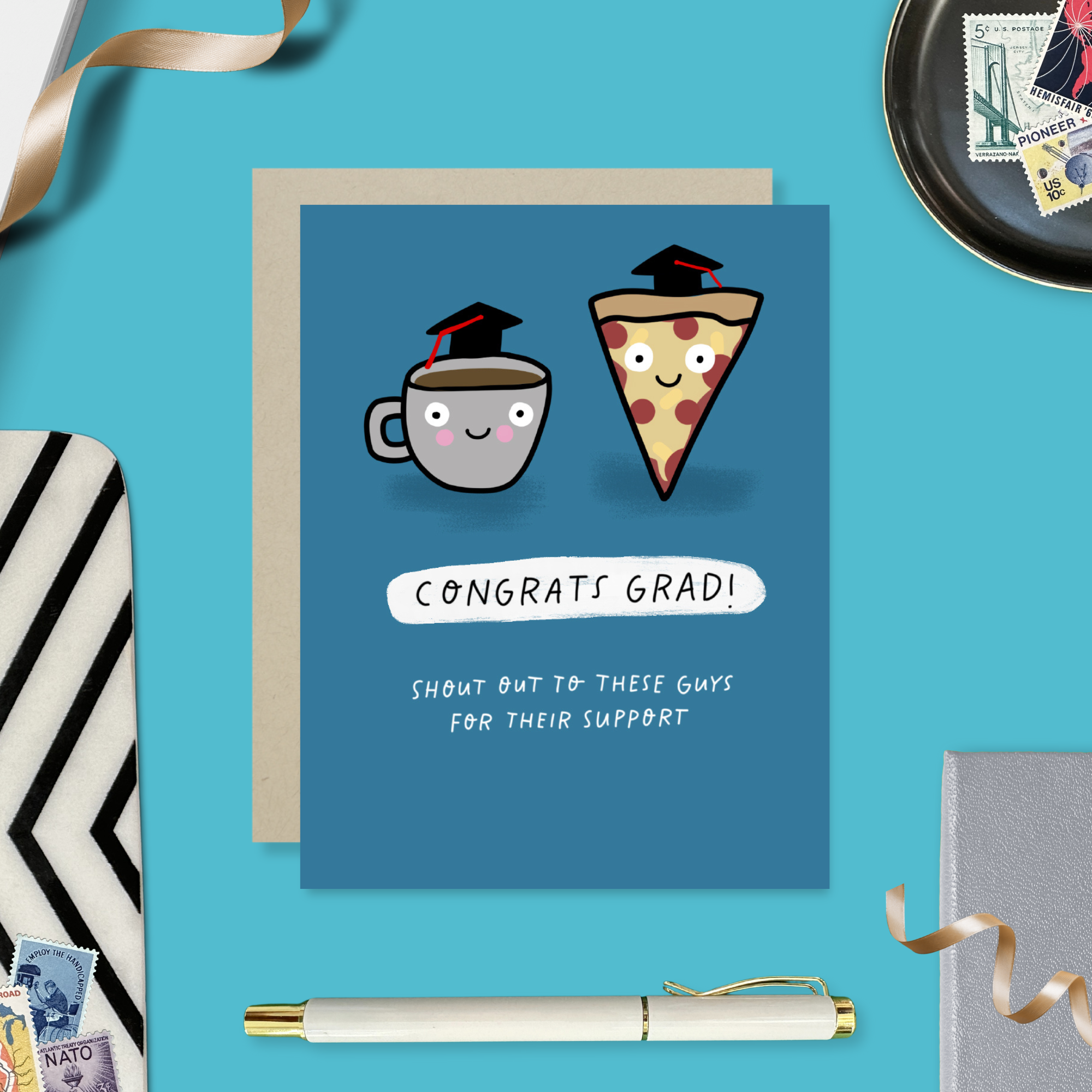 Barone and Co. - Wholesale Graduation Card - Coffee And Pizza Graduation Card2