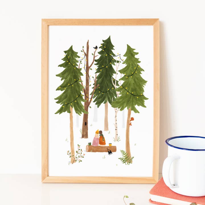 Together in the Woods A4 Art Print for wholesale by Studio Kuukeluus