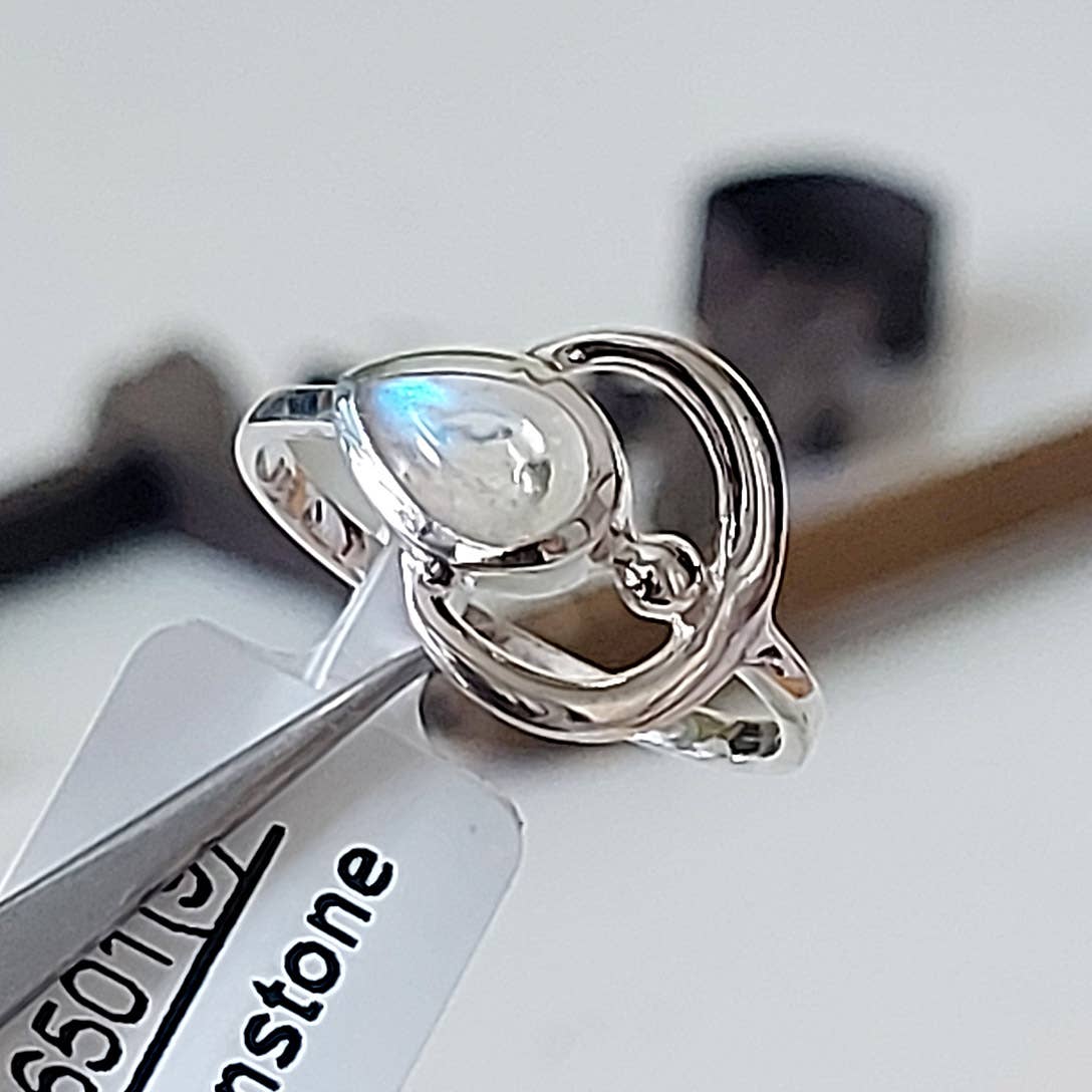 Crystal Earth Sterling - Wholesale Single Stone/Solitaire Ring - The Goddess Healer Sterling Ring - Rainbow Moonstone1
