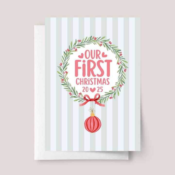 Our First Christmas Card for Husband/Wife with 2025 Ornament for wholesale by Design Sprinkles