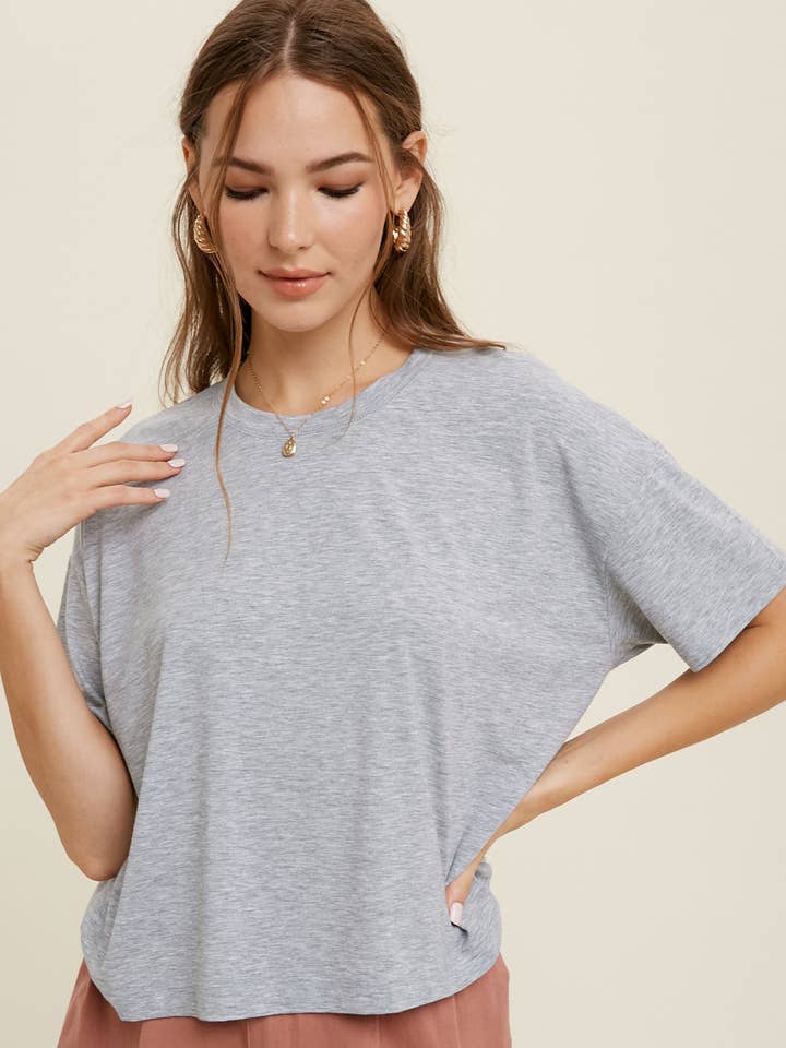 SLUB RELAXED CROP KNIT TOP / WL22-7398 for wholesale by Wishlist Apparel