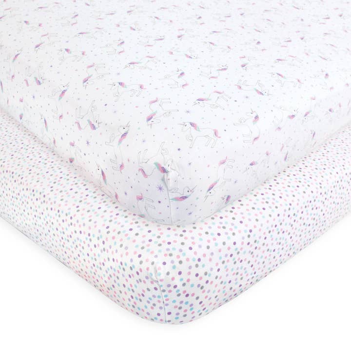 Hudson Baby Cotton Fitted Crib Sheet, Magical Unicorn for wholesale by BabyVision