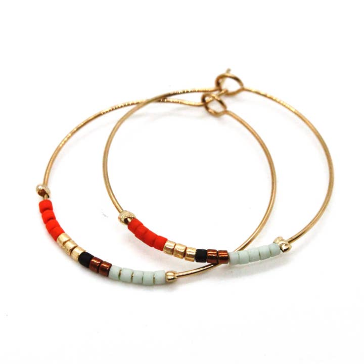 Miyuki Bead Mix Hoop Earrings - E8-038B for wholesale by LIZOU