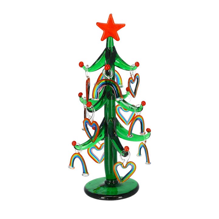 Love is Love Glass Árvore de Natal com Ornamentos Ornamentos de Orgulho por atacado de Swiss Christmas
