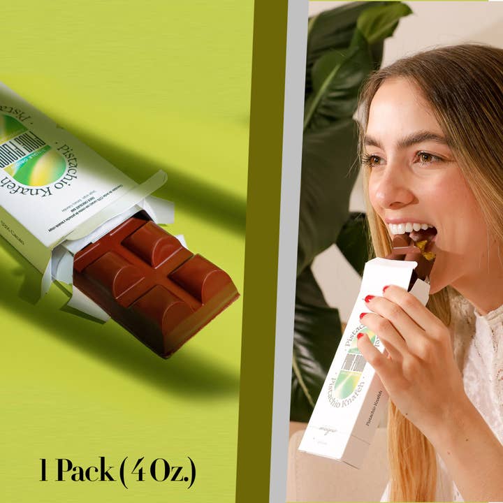 Swisense - Wholesale Chocolate Bar - Premium Dubai Kunafa Pistachio Chocolate Bar -4oz- 12