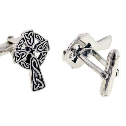 Celtic Knot Sun Cross Cufflinks Sterling Silver Cuff Links for wholesale by Silver Insanity