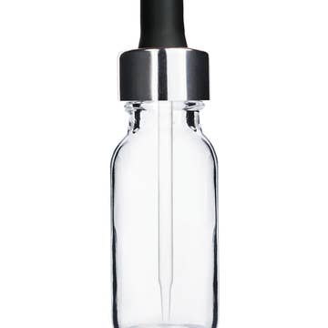 Best Bottles - Wholesale Essential Oil Holder - Boston Round Clear Bottle - 15ml (Multiple Dropper Colors)