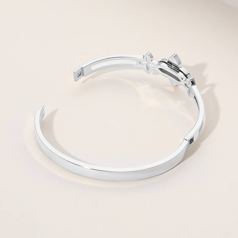 Sensibling Corp. – Großhandel Armreif – Edelstahl-Kleeblatt-Spitzscharnier-Armreif4