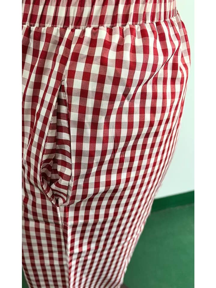 HIDDENBRAND - Wholesale Pants - Women's - Plaid Print Slacks Wide-Leg Lounge Pants8