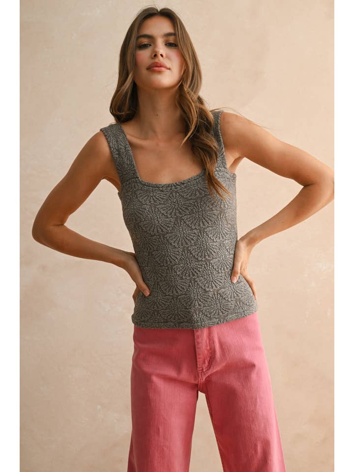 MIOU MUSE - Wholesale Knit Top - Women's - T2846 WASHED LOOK DETAIL TEXTURED KNITTED TOP