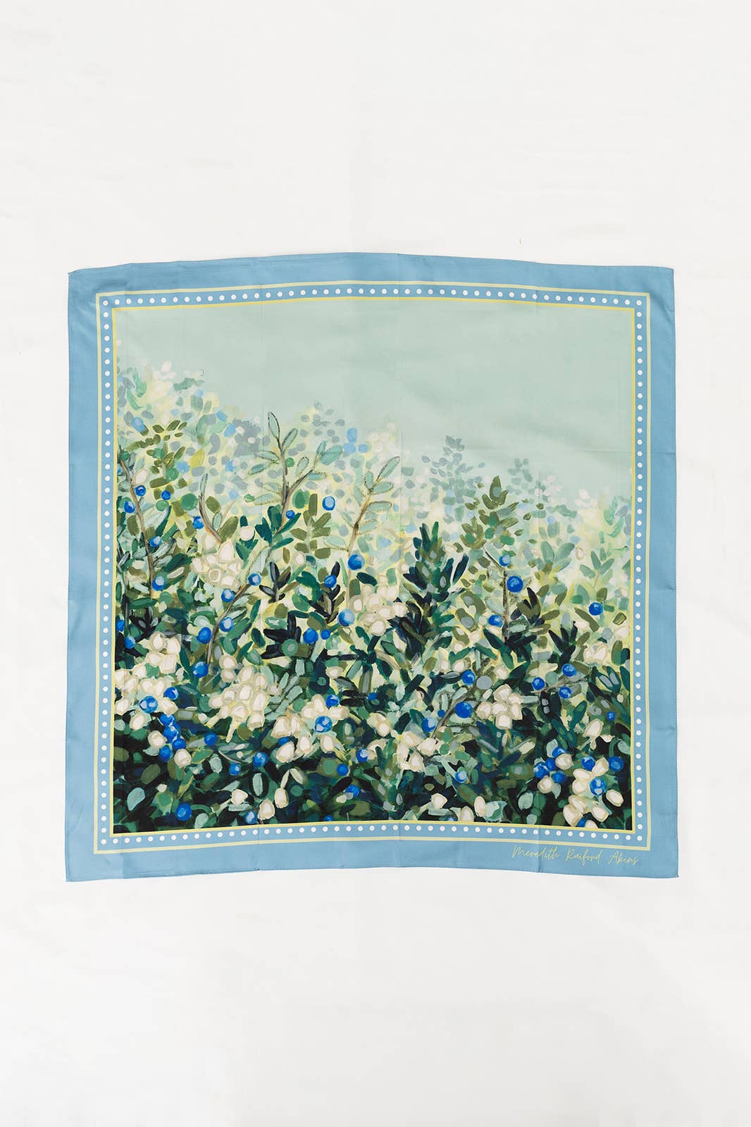 Meredith Raiford Art - Wholesale Scarf - Women's - Budding Blueberries Silk Scarf1