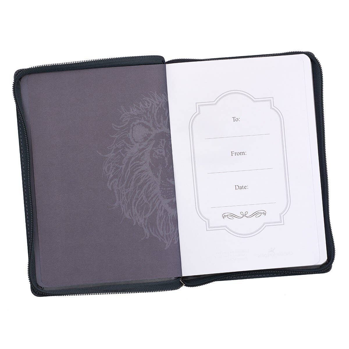 Christian Art Gifts - Wholesale Journal/Diary - Journal Classic Zip Gray Be Strong Joshua 1:91