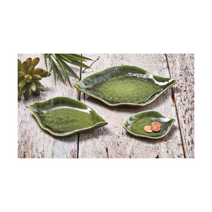 tag - Wholesale Dish - SALE Leaf Dish Set Of 3 - Green2