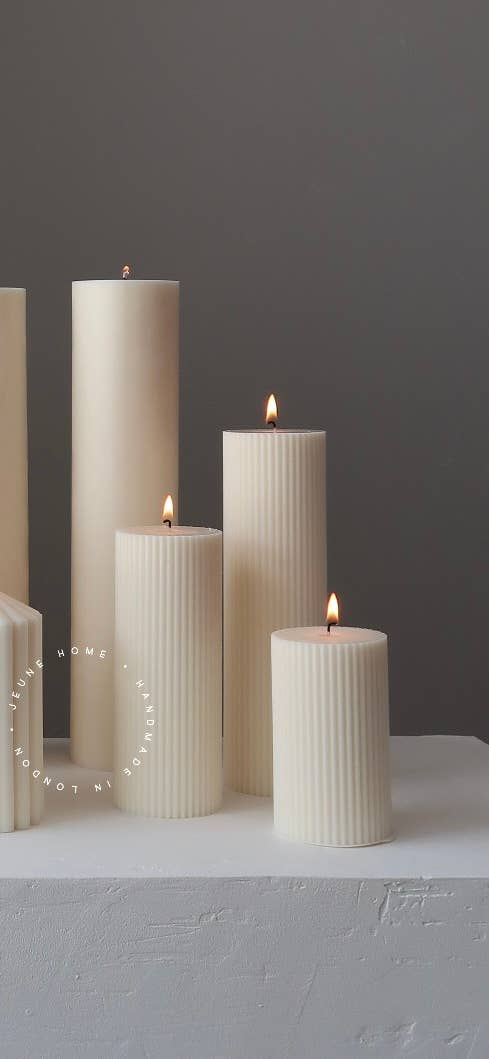 Jeune Home - Wholesale Pillar Candle - Small Scented Soy Ribbed Pillar Candle | Wedding candle