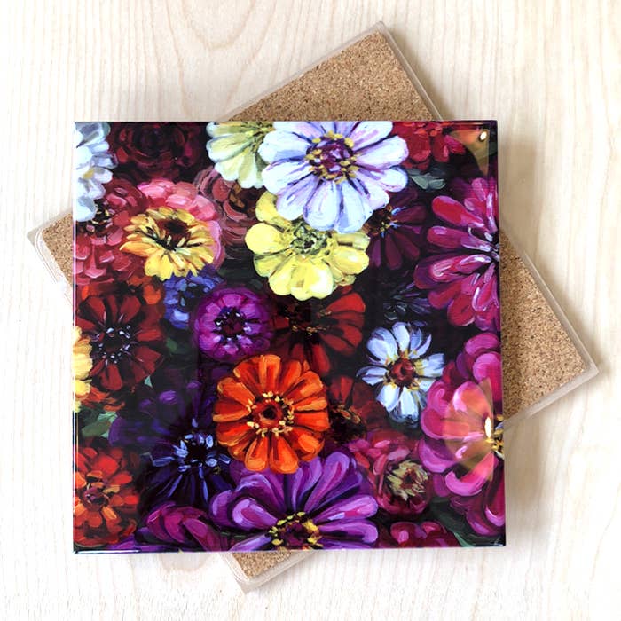 Art by Alyssa - Wholesale Trivet - Zinnias Trivet0