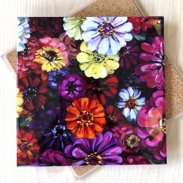 Art by Alyssa - Wholesale Trivet - Zinnias Trivet0