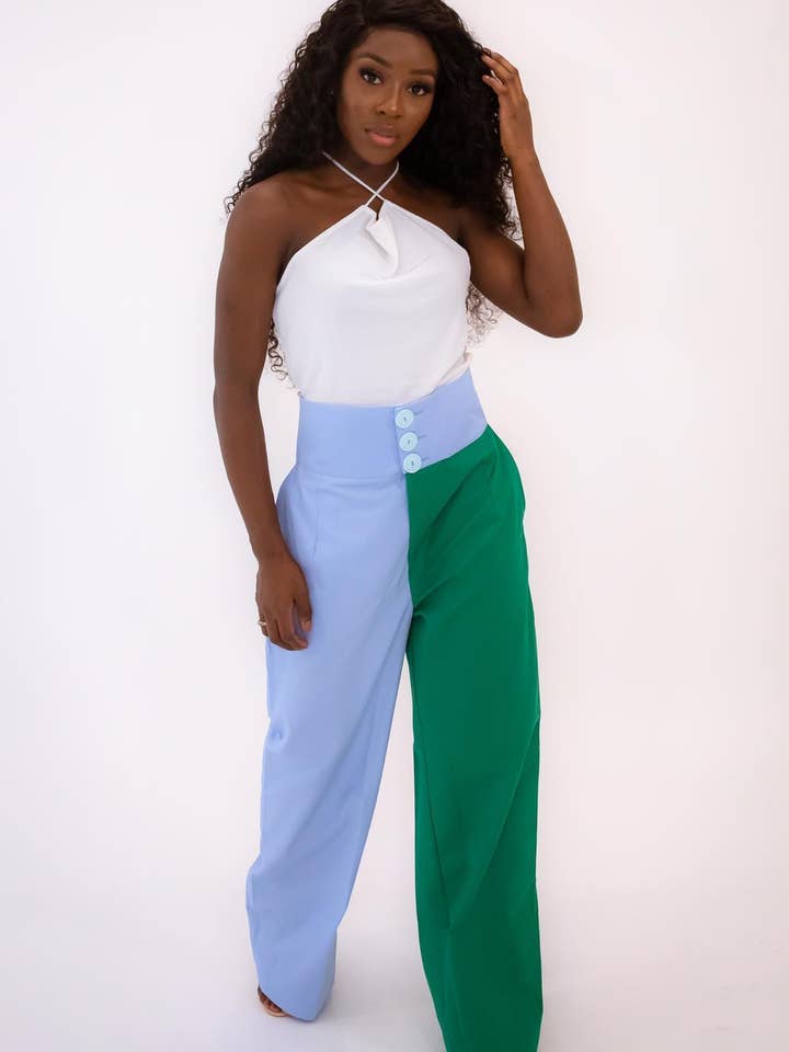 Tone Green and Blue Palazzo Pants for wholesale by CANDY PALAZZO