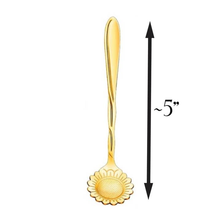 Broken Record Boutique - Wholesale Kitchen Spoon - "Wildflower" Gold Flower Spoons Coffee Tea Sugar Spoon Gift2