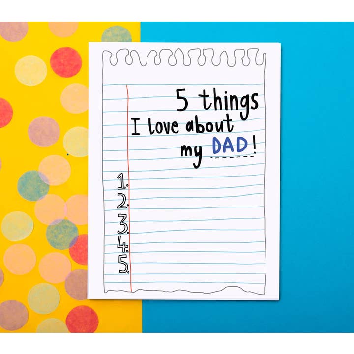 5 Things I Love About My Dad Greeting Card for wholesale by Livvy Rose Studio
