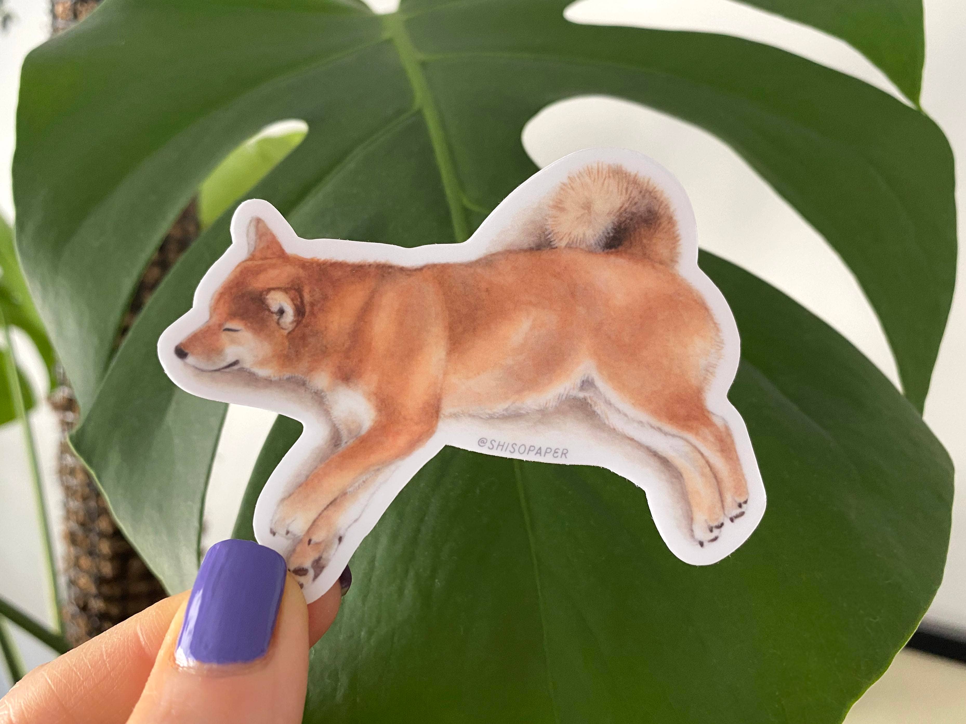 Autocolante de Vinil Shiba Inu Vermelho Dormir por atacado de Shiso Paper