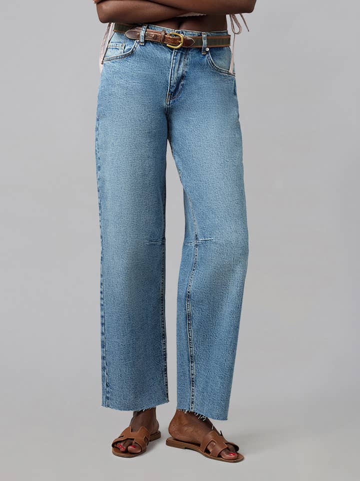 DYLAN-DB High Rise Barrel Jeans 30" Inseam for wholesale by LOLA DENIM