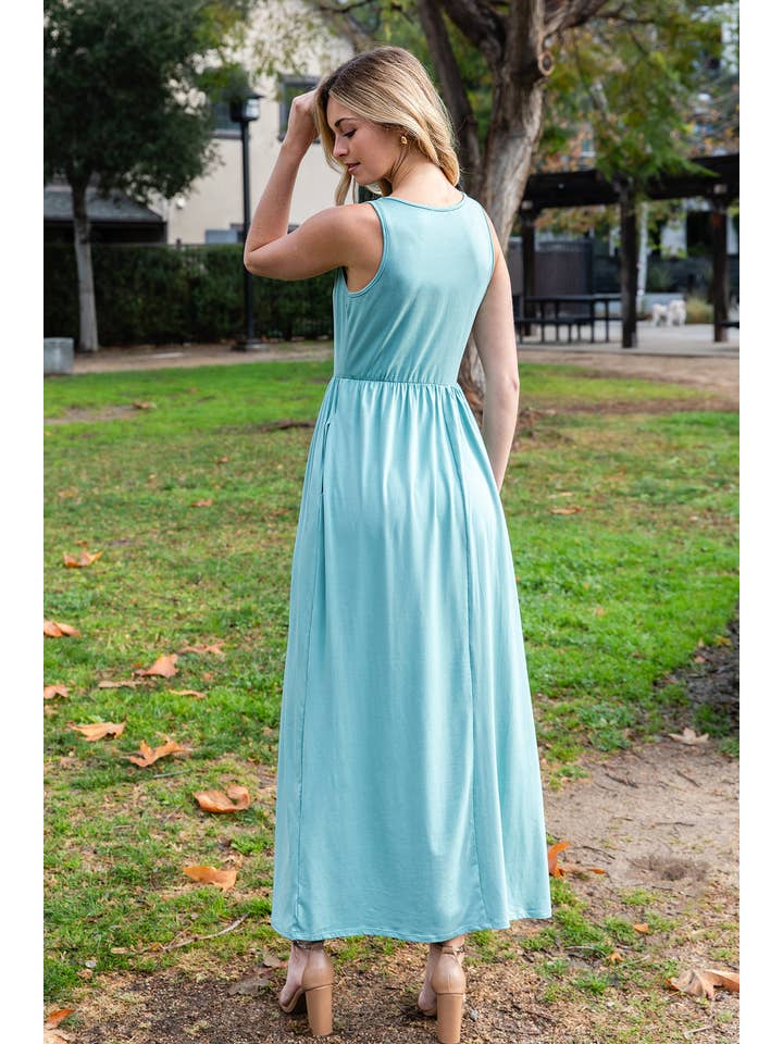You & Me - Wholesale Dress - Women's - YMD10095V-SOLID SLEEVELESS MAXI DRESS
