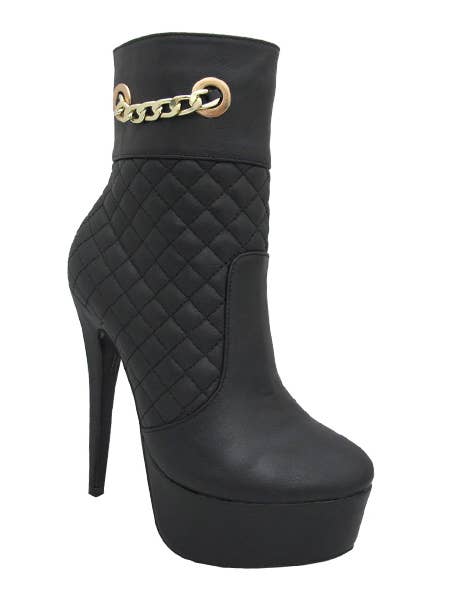 Yoki Fashion - Wholesale Booties - Women's - YOKI SENATOR-24 Women's High Heel Quilted With Side Chain