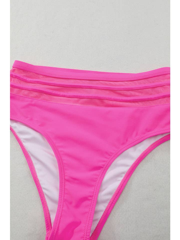 EG fashion - Wholesale Two Piece Swimsuit - Women's - Pink Scalloped Sleeveless High Waisted Two Piece Swimsuit38