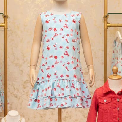 Minna - Wholesale Dress - Kids - Drop waist Dress - Summertime at the Cape Sea Creatures0