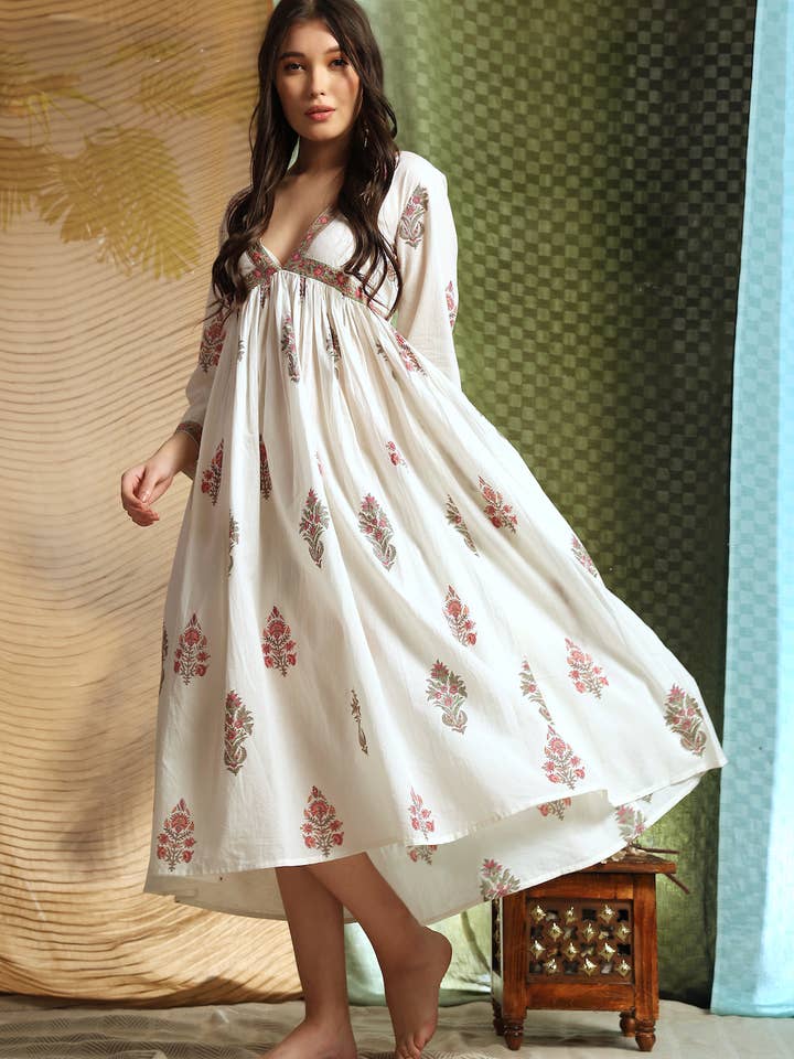 The Fox and The Mermaid - Wholesale Dress - Women's - Block Printed Indian Style Women's Dress (Daksha)