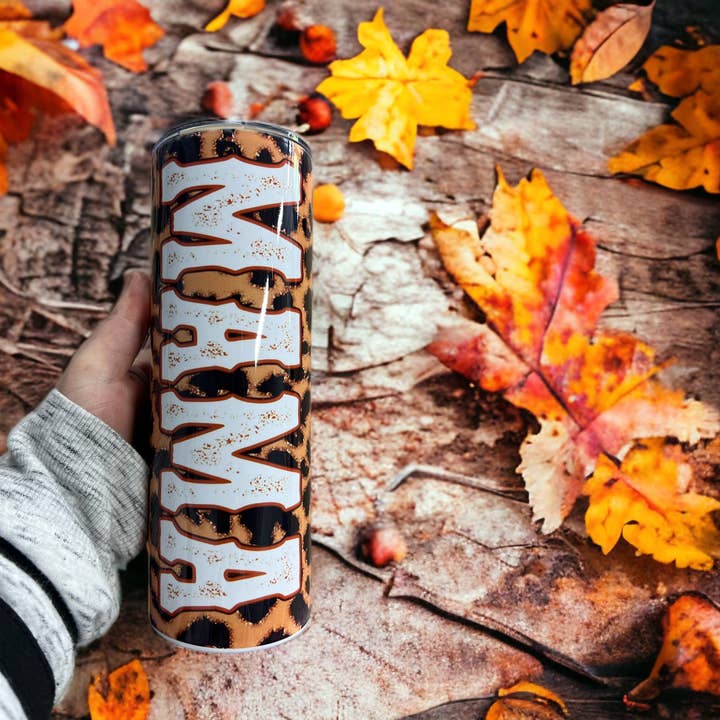 20oz Sublimation Western Cowhide Mama Tumbler for wholesale by Jaybird Boutique Co.