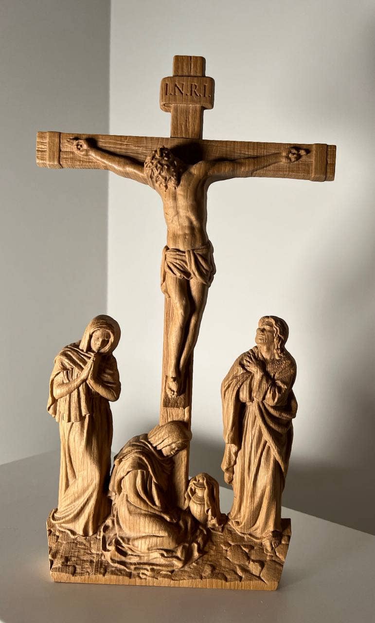KozakWorkshop - Wholesale Wall Cross - Wall Wooden Carved  Golgotha on stand1