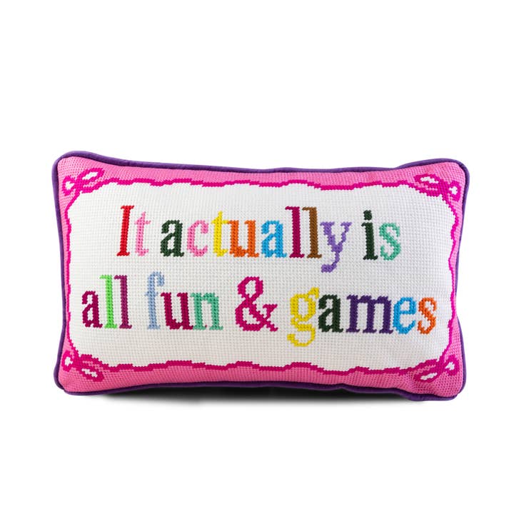 Furbish Studio - Wholesale Throw/Decorative Pillow - Fun And Games Needlepoint Pillow
