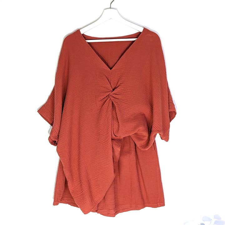Tempest Designs - Wholesale Lounge Set - Women's - Roomy waffle cotton twist front top and shorts set (L-XL)