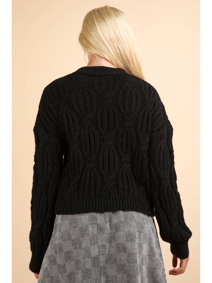 VERY J - Wholesale Cardigan - Women's - 12W3110NX-PLUS SIZE Hand-Made Flower Applique Knit Cardigan