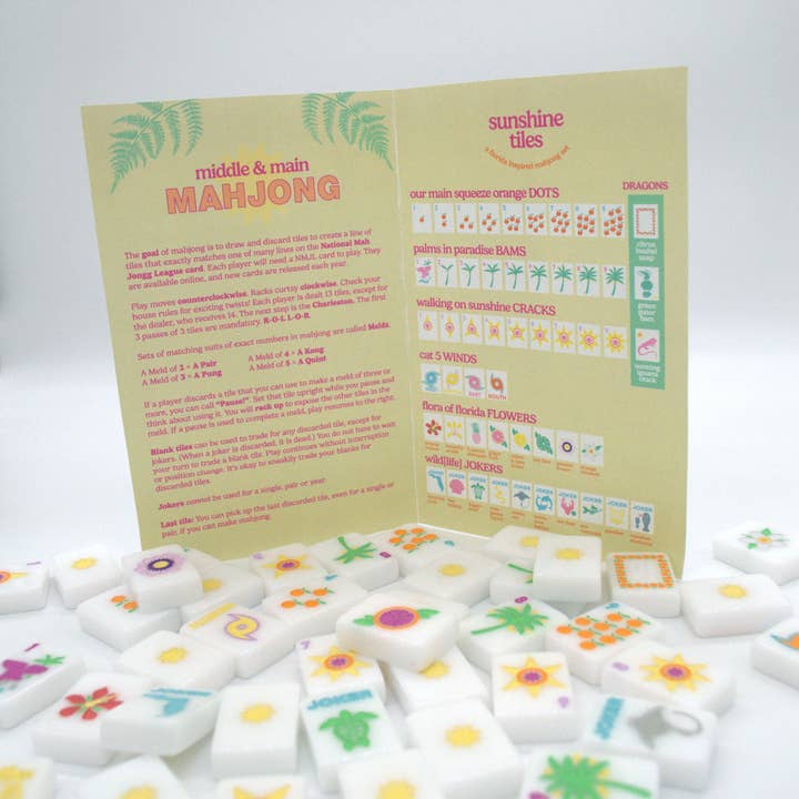 Middle & Main Mahjong - Wholesale Board Game - "Sunshine Tiles" FL Inspired Mahjong Set