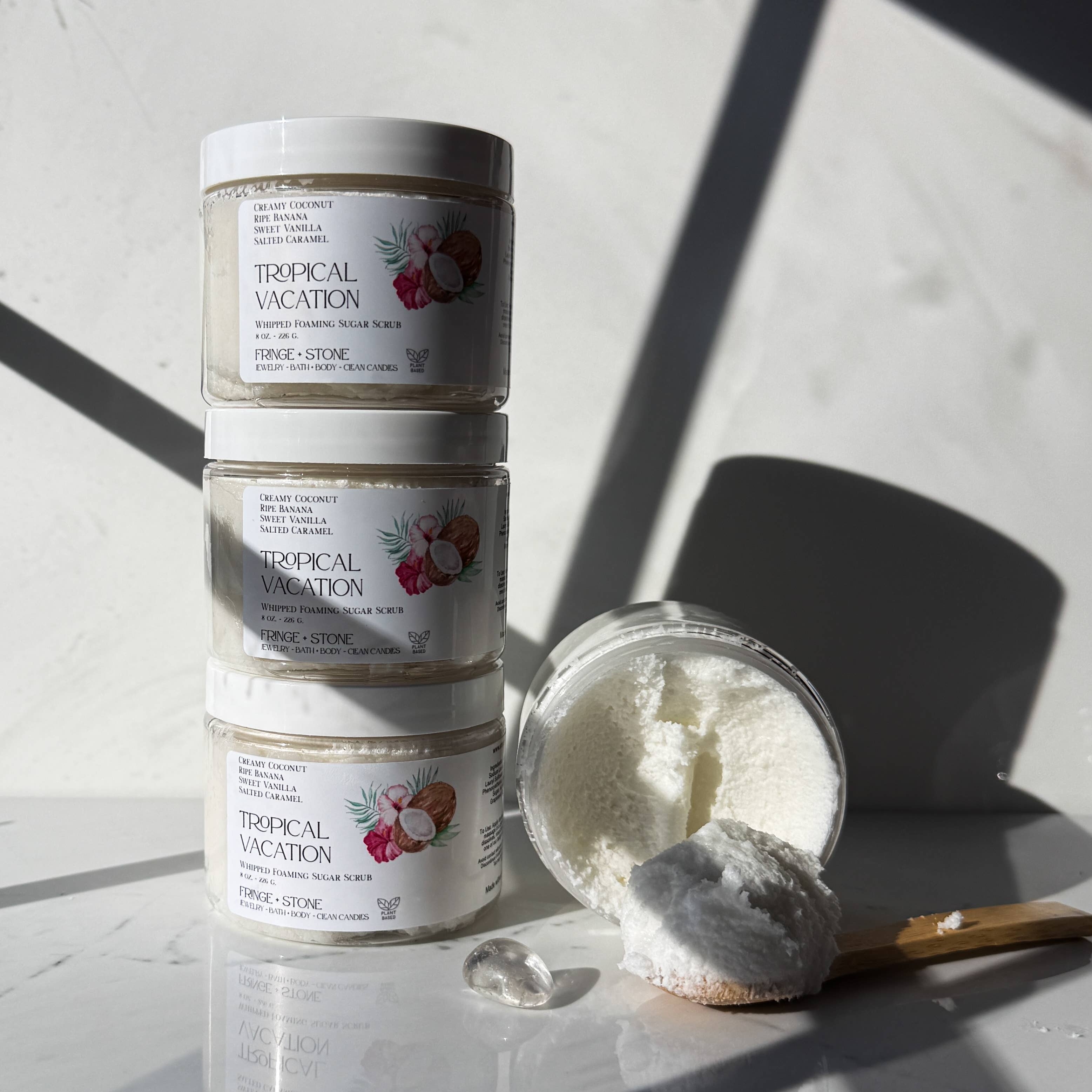 Fringe + Stone - Wholesale Body Scrub/Exfoliant - TROPICAL VACATION - WHIPPED FOAMING SUGAR SCRUB 2