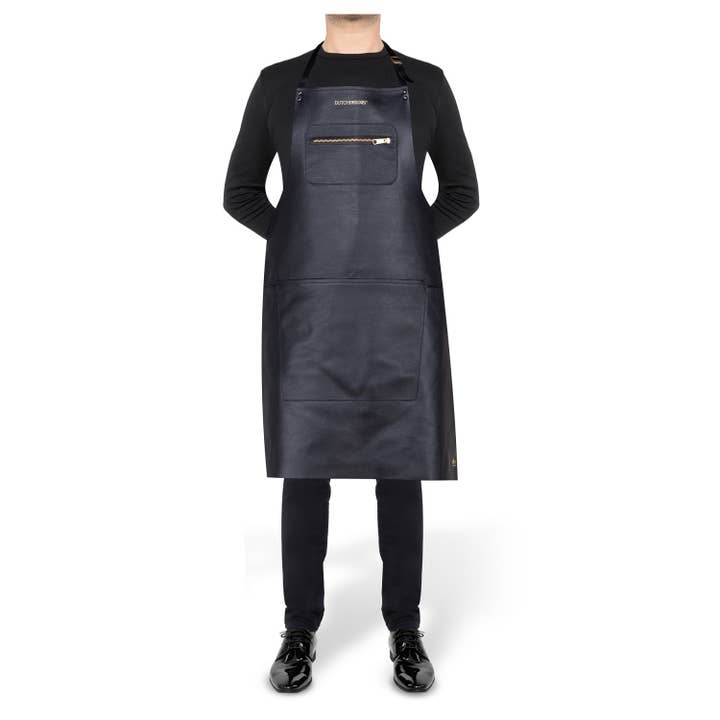 BIDKhome - Wholesale Apron - Black Leather Zipper Style Apron1