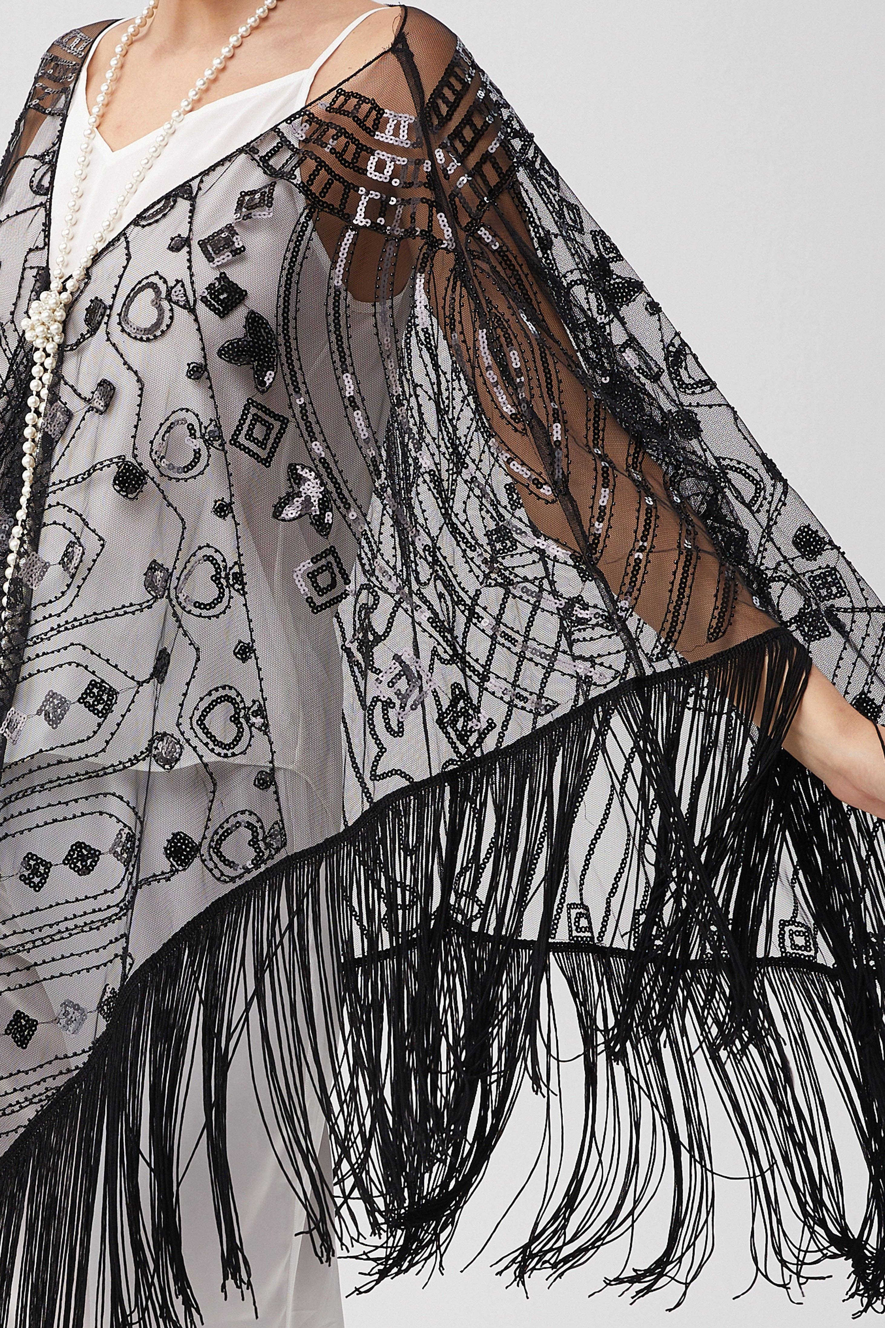 BABEYOND – wholesale Wrap – Women's – 1920s Knee Length Fringed Shawl10